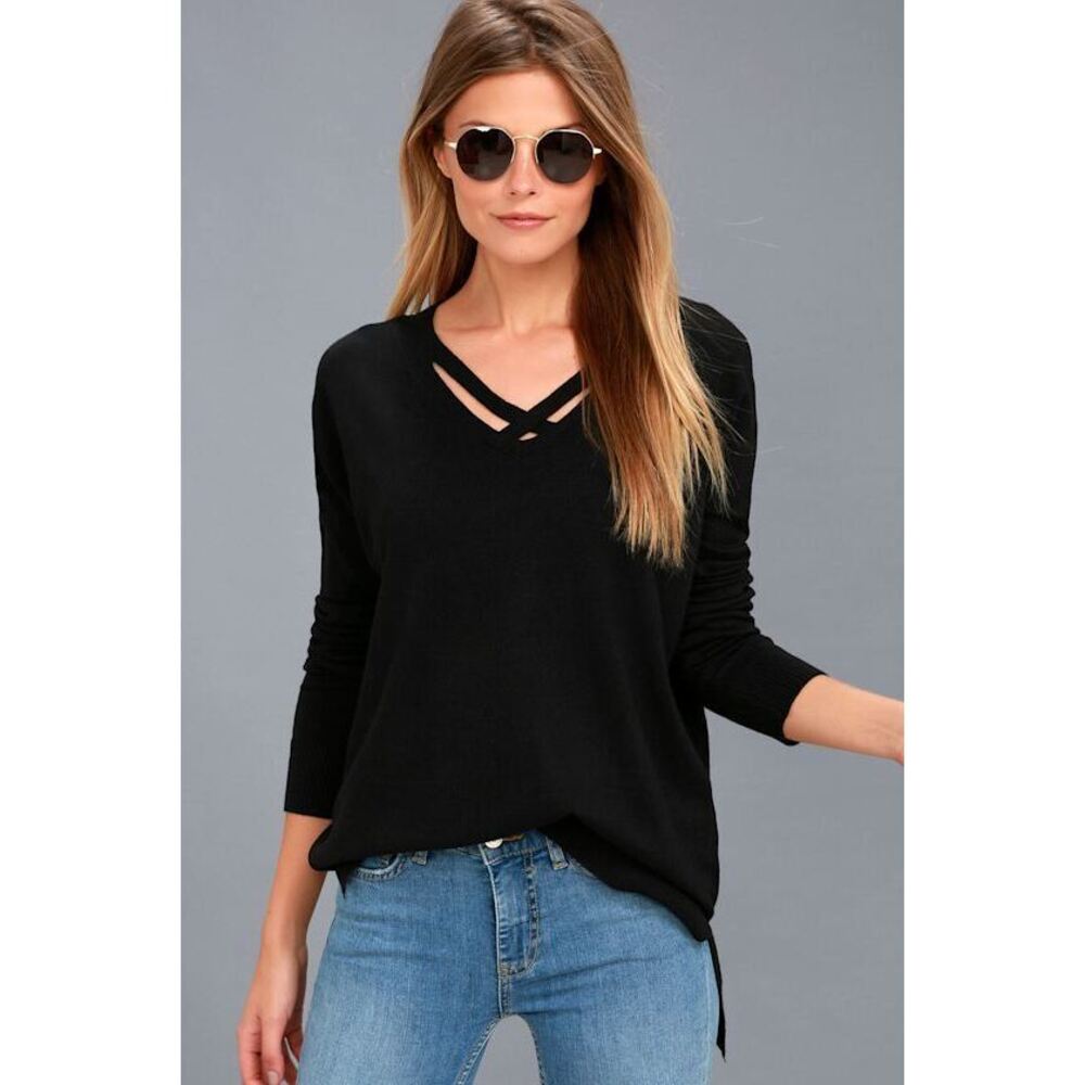 Lulus Simply Amazing Black Sweater Top - Size XS